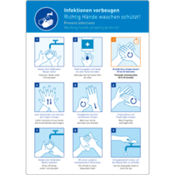 Info "Richtig Hände waschen schützt" Folie selbstklebend, 29,7 x 21 cm