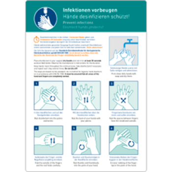 Info "Hände desinfizieren schützt" Folie selbstklebend, 29,7 x 21 cm - Kopie