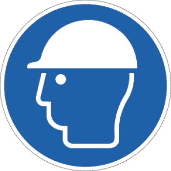 Schild "Kopfschutz benutzen" aus Folie selbstklebend Ø 10,0 cm