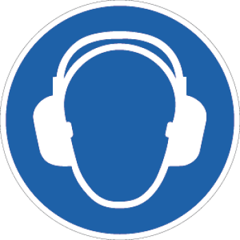 Schild "Gehörschutz benutzen" aus Aluminium Ø 10,0 cm