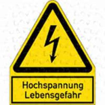 Schild "Hochspannung Lebensgefahr" aus Aluminium, 244x200 mm