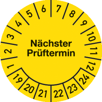 Prüfplakette "Nächster Prüftermin" 2,0 cm Ø ab 2019