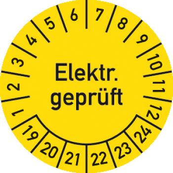 Prüfplakette "Elektr. geprüft" 3,0 cm Ø ab 2019