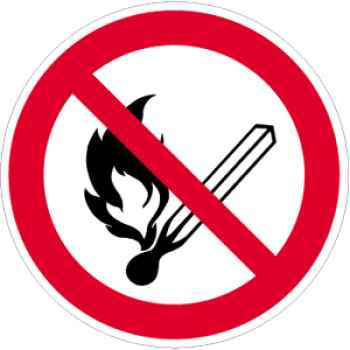 Schild "Keine offene Flamme..." aus Aluminium Ø 31,5 cm