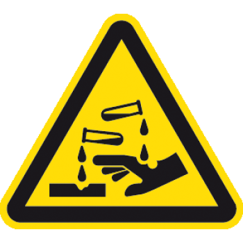 Schild "Warnung vor ätzenden Stoffen" aus Aluminium 10,0 cm SL