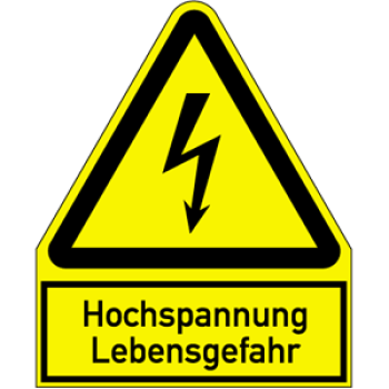 Schild "Hochspannung Lebensgefahr" aus Folie, 122x100 mm