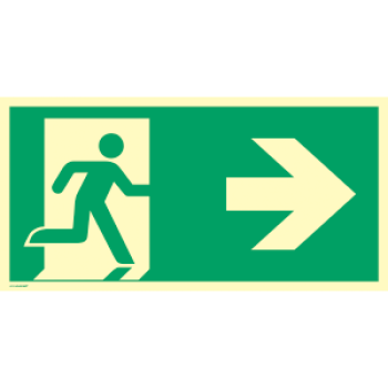 Schild "Notausgang rechts" langnachleuchtend aus Folie selbstklebend 14,8 x 29,7 cm