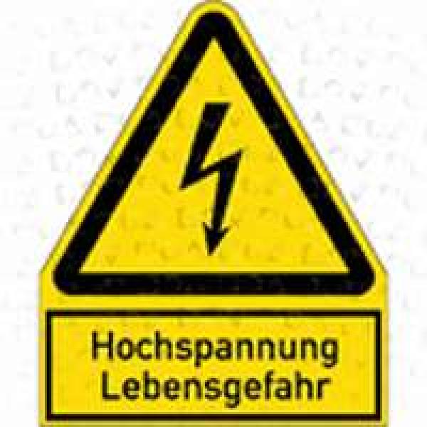 Schild "Hochspannung Lebensgefahr" aus Folie, 122x100 mm