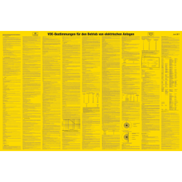 Sicherheitsaushang "VDE-Bestimmungen für den Betrieb von elektrischen Anlagen" VDE 0105 aus Kunststoff