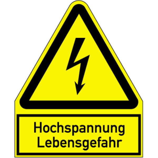 Schild "Hochspannung Lebensgefahr" aus Folie, 122x100 mm