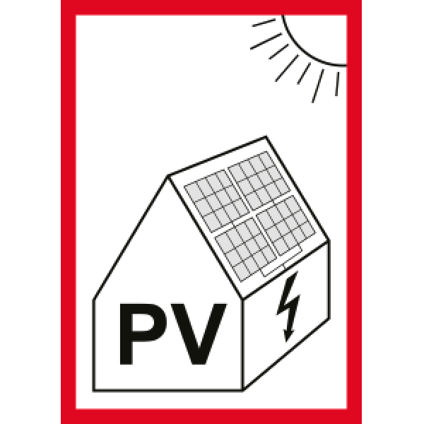 Schild "Hinweis auf eine PV-Anlage" aus Folie selbstklebend