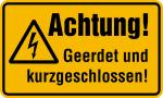 Schild "Achtung! Geerdet ..." auf Magnetfolie, 120 x 200 mm